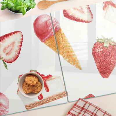 Planche à découper en verre Glace et fraises