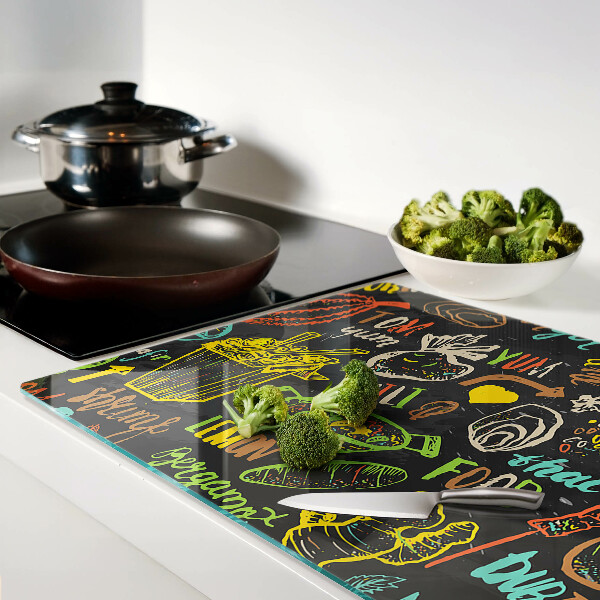 Planche à découper en verre Thème culinaire avec nourriture