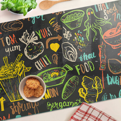 Planche à découper en verre Thème culinaire avec nourriture
