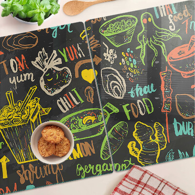 Planche à découper en verre Thème culinaire avec nourriture