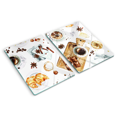 Planche à découper verre Délices au café et pâtisseries