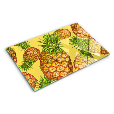 Planche à découper en verre Ananas sur fond jaune