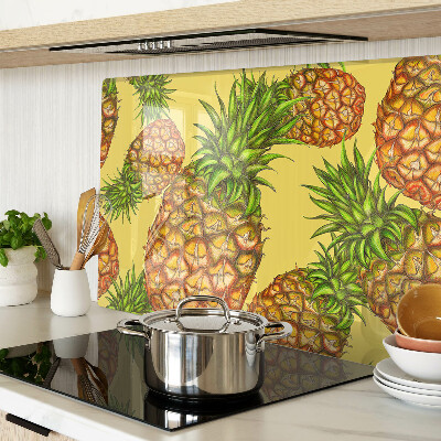 Planche à découper en verre Ananas sur fond jaune