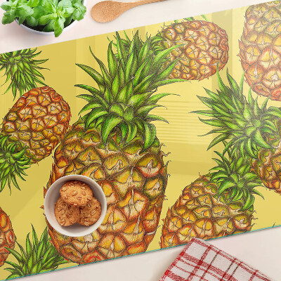 Planche à découper en verre Ananas sur fond jaune