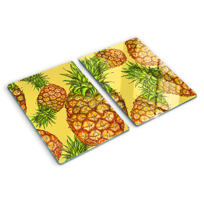 Planche à découper en verre Ananas sur fond jaune