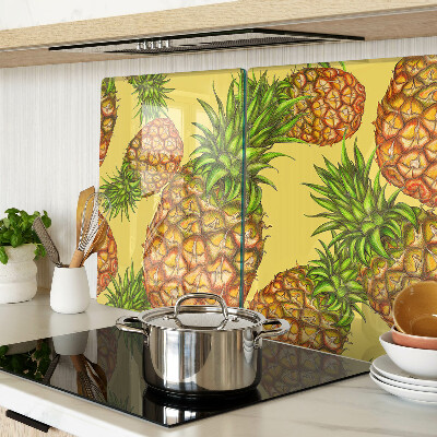 Planche à découper en verre Ananas sur fond jaune