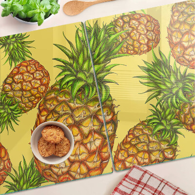 Planche à découper en verre Ananas sur fond jaune