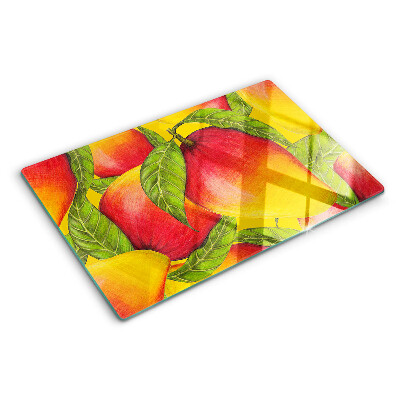 Planche à découper en verre Poivrons sur fond de feuilles vertes