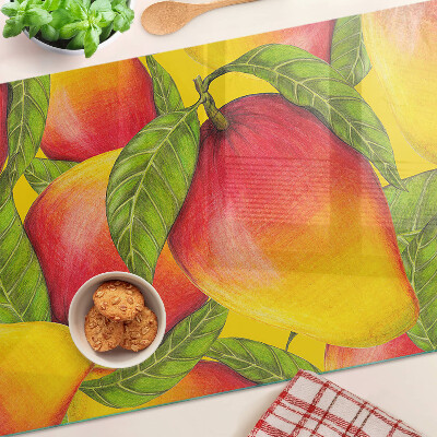 Planche à découper en verre Poivrons sur fond de feuilles vertes