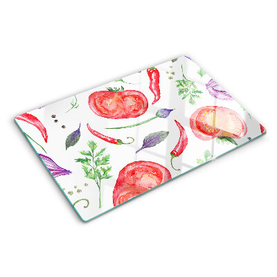 Planche à découper verre Accents végétaux à l'aquarelle
