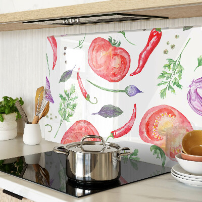 Planche à découper verre Accents végétaux à l'aquarelle