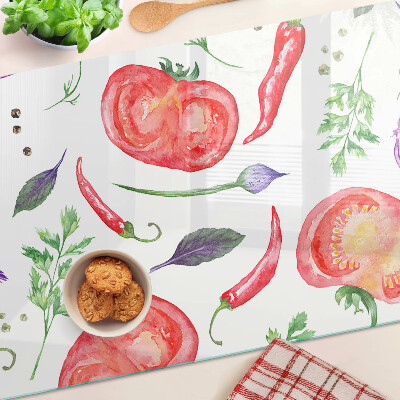 Planche à découper verre Accents végétaux à l'aquarelle
