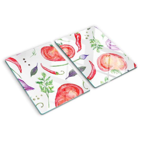 Planche à découper verre Accents végétaux à l'aquarelle