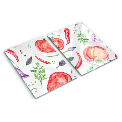 Planche à découper verre Accents végétaux à l'aquarelle