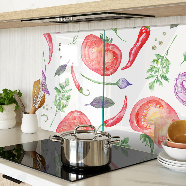Planche à découper verre Accents végétaux à l'aquarelle