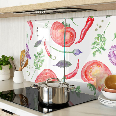 Planche à découper verre Accents végétaux à l'aquarelle