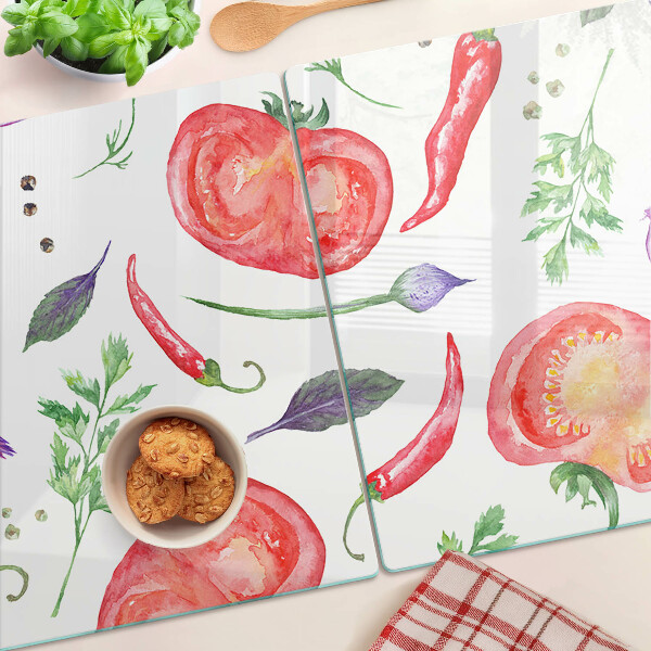 Planche à découper verre Accents végétaux à l'aquarelle