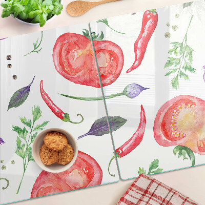 Planche à découper verre Accents végétaux à l'aquarelle
