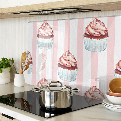 Planche à découper en verre Cupcakes à rayures roses