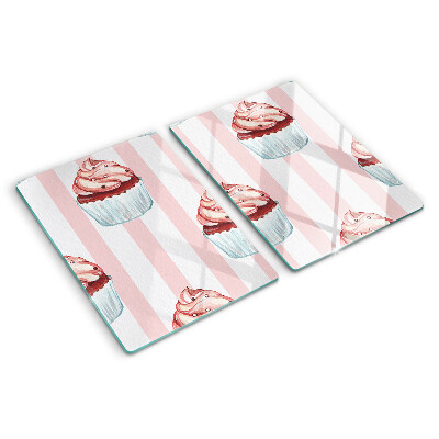 Planche à découper en verre Cupcakes à rayures roses