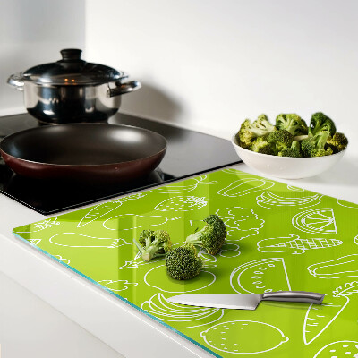 Planche à découper en verre Thème des fruits et légumes