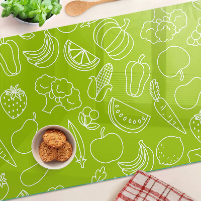 Planche à découper en verre Thème des fruits et légumes
