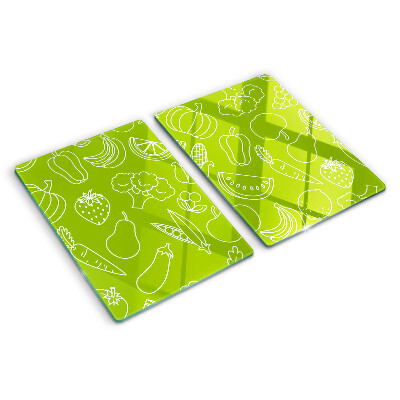 Planche à découper en verre Thème des fruits et légumes