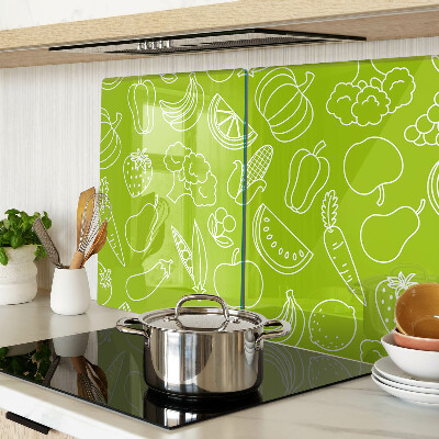 Planche à découper en verre Thème des fruits et légumes