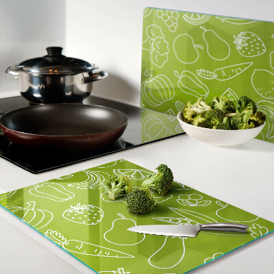 Planche à découper en verre Thème des fruits et légumes