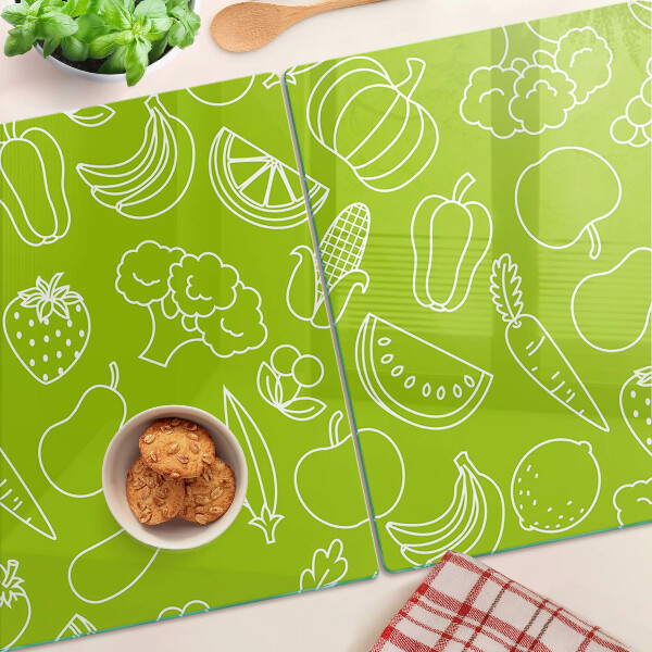 Planche à découper en verre Thème des fruits et légumes