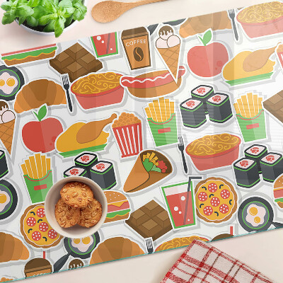 Planche à découper en verre Thème de la nourriture et des collations