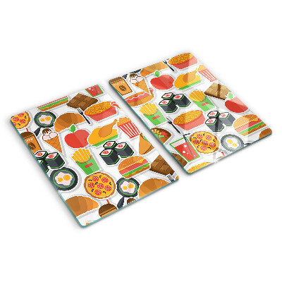 Planche à découper en verre Thème de la nourriture et des collations