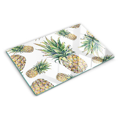 Planche à découper verre Ananas sur fond blanc