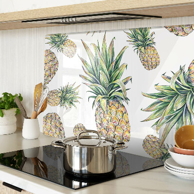 Planche à découper verre Ananas sur fond blanc
