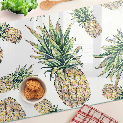 Planche à découper verre Ananas sur fond blanc