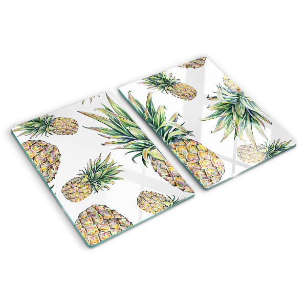Planche à découper verre Ananas sur fond blanc