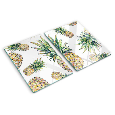 Planche à découper verre Ananas sur fond blanc