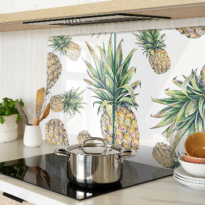Planche à découper verre Ananas sur fond blanc