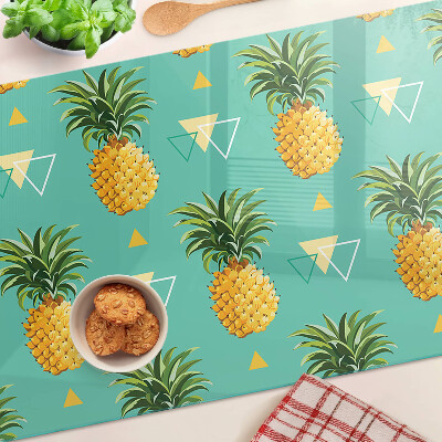Planche à découper en verre Ananas sur fond turquoise