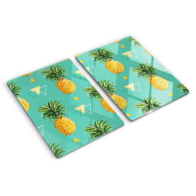 Planche à découper en verre Ananas sur fond turquoise