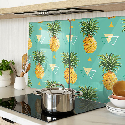 Planche à découper en verre Ananas sur fond turquoise