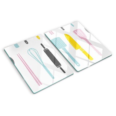 Planche à découper verre Ustensiles de cuisine aux couleurs pastel