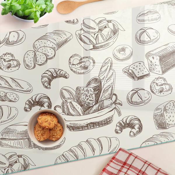 Planche à découper en verre Produits de boulangerie et collations sucrées
