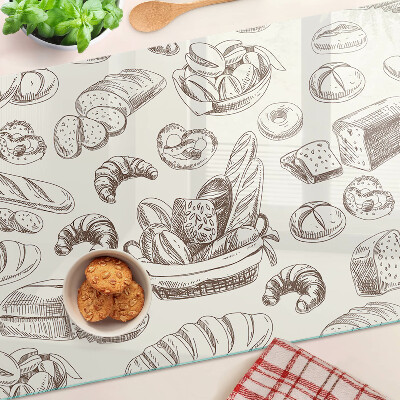Planche à découper en verre Produits de boulangerie et collations sucrées