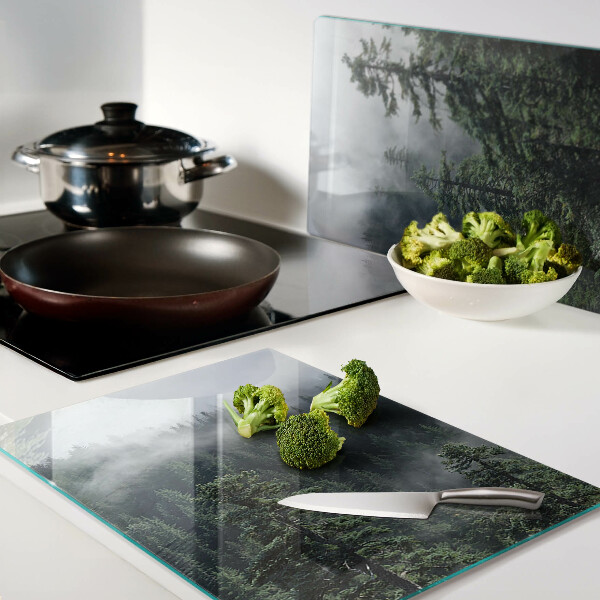 Planche à découper verre Forêt dans les nuages