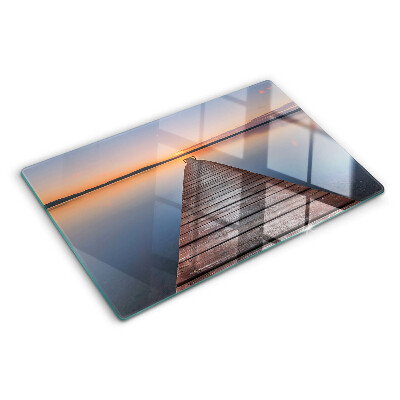 Planche à découper verre Jetée sur le lac au coucher du soleil