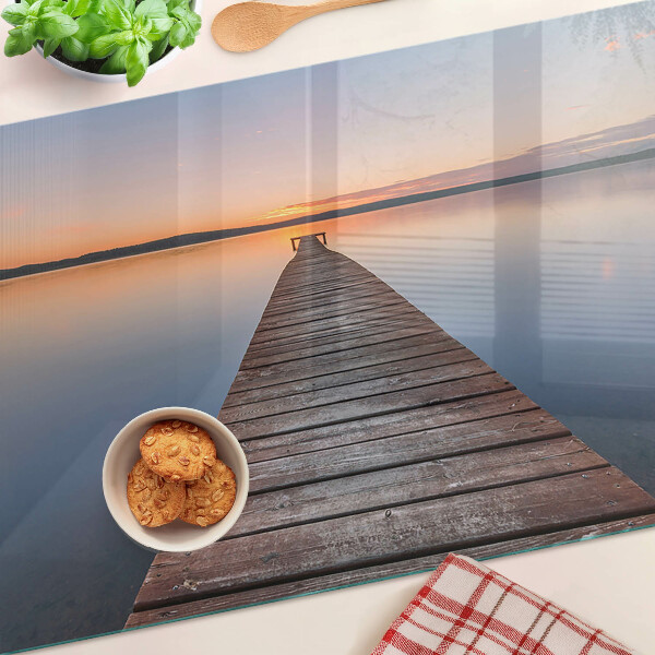 Planche à découper verre Jetée sur le lac au coucher du soleil