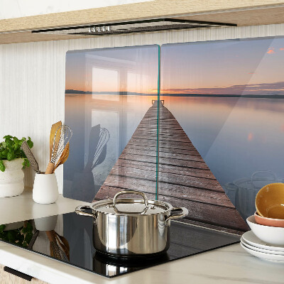 Planche à découper verre Jetée sur le lac au coucher du soleil