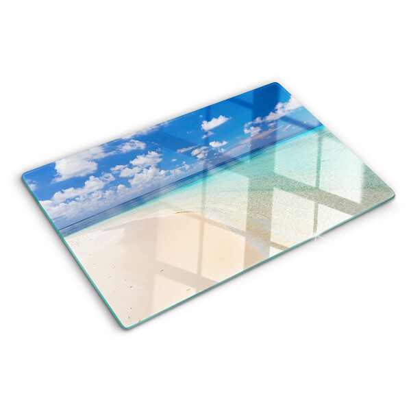 Planche à découper en verre Plage avec ciel bleu