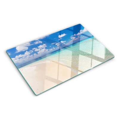Planche à découper en verre Plage avec ciel bleu